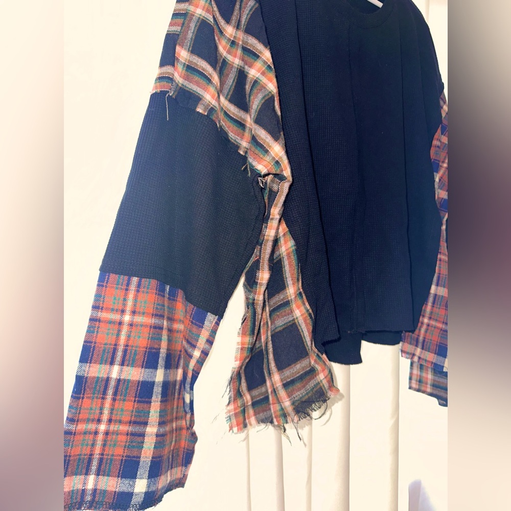 Nwot Entro Patchwork Flannel Top - image 2